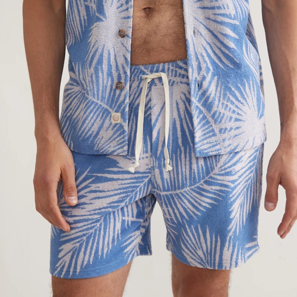 Marine Layer Terry Out Jacquard Shorts Blue Size XL NEW